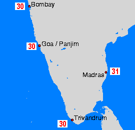 Indien Sea Temperature Maps